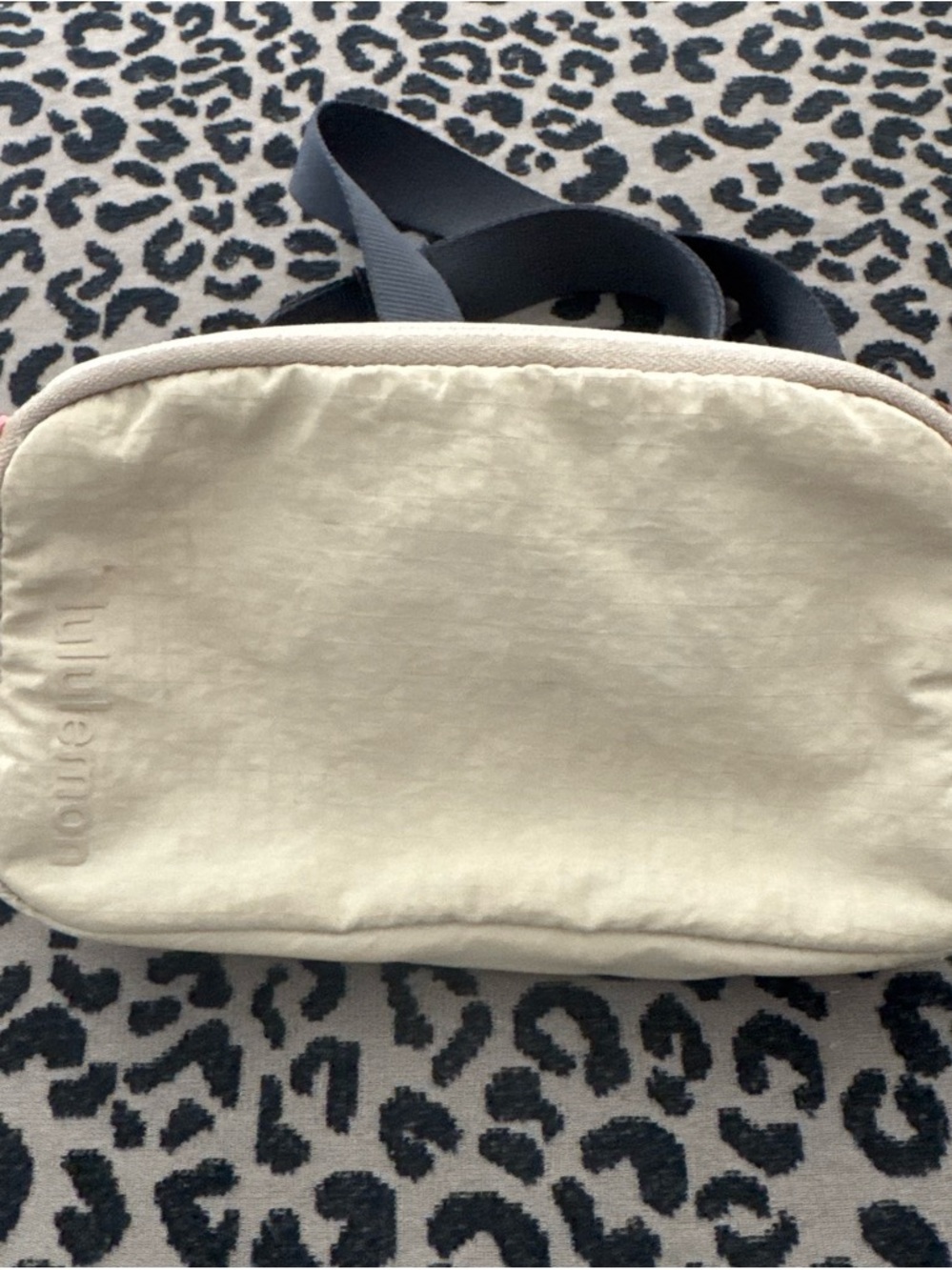 lululemon athletica Cream Crossbody Bag with Navy Strap